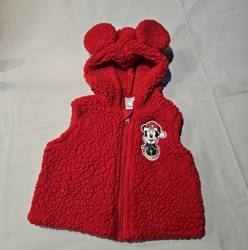 Disney Red Sherpa Hooded Vest with Character Patch